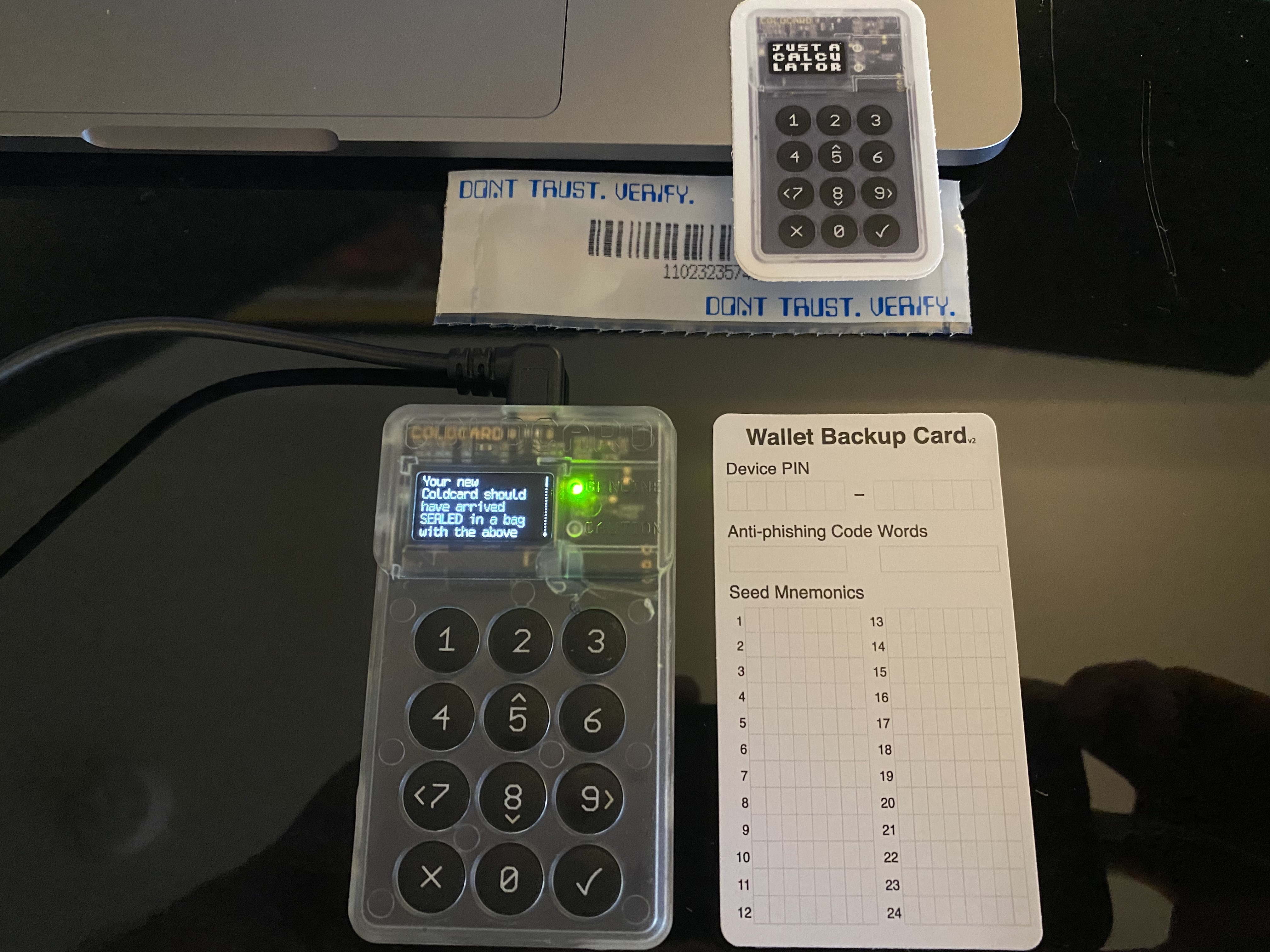 Verify Coldcard bag serial number